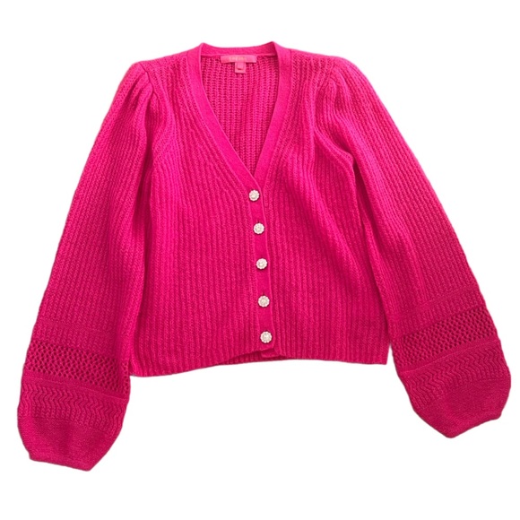 Lilly Pulitzer Women's Bright Pink Button-Up Cardigan Size Small - Picture 3 of 6
